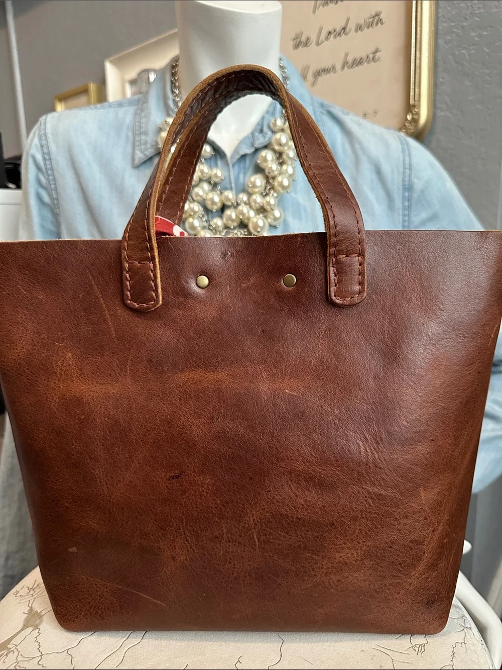 PLG mini crossbody tote Tamarindo or English tan - Picture 7 of 12